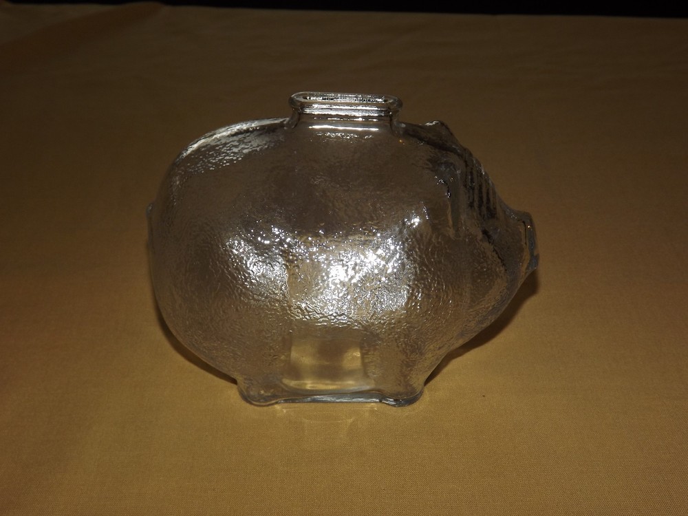 VINTAGE OLD GLASS COIN PIGGY BANK