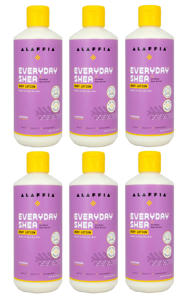 Alaffia Every Day Shea, Body Lotion, Lavender 16 fl oz, Pack of 6