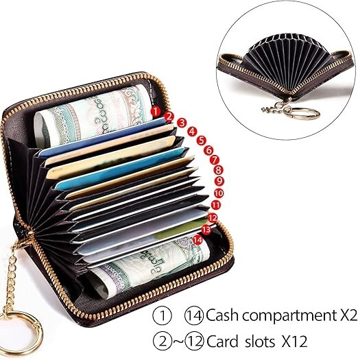 RFID Blocking Credit Card Holder Wallet for Women with Keychain  -image