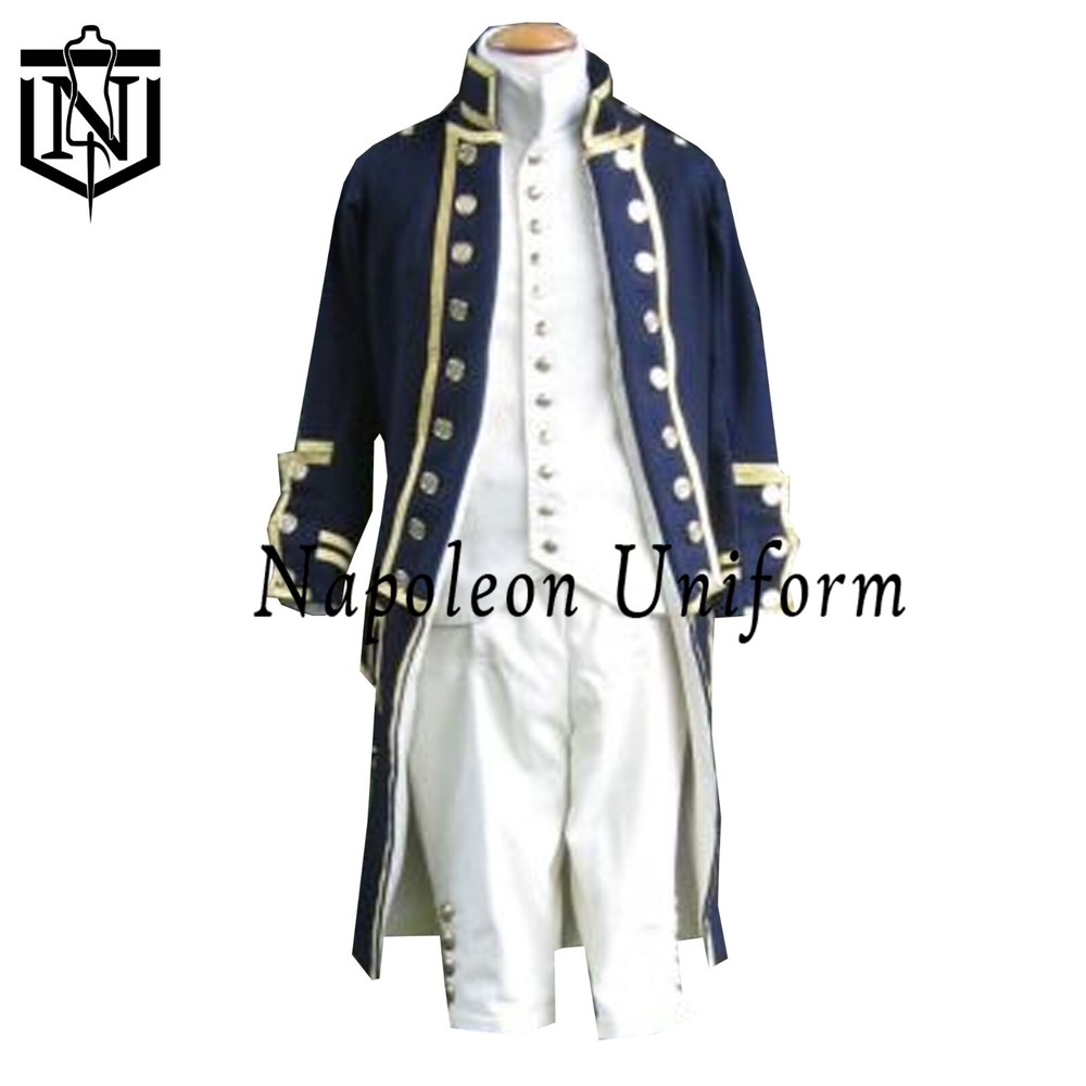 British Napoleonic Navy Blue Admiral Tail Coat Military Uniform Fast Delivery-image