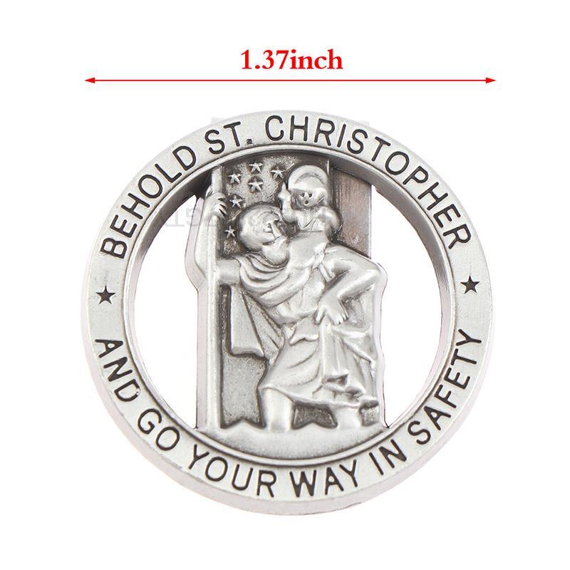 Retro Highway Goddess St Christopher Medal For Car Visor Clips For Cars Catholic