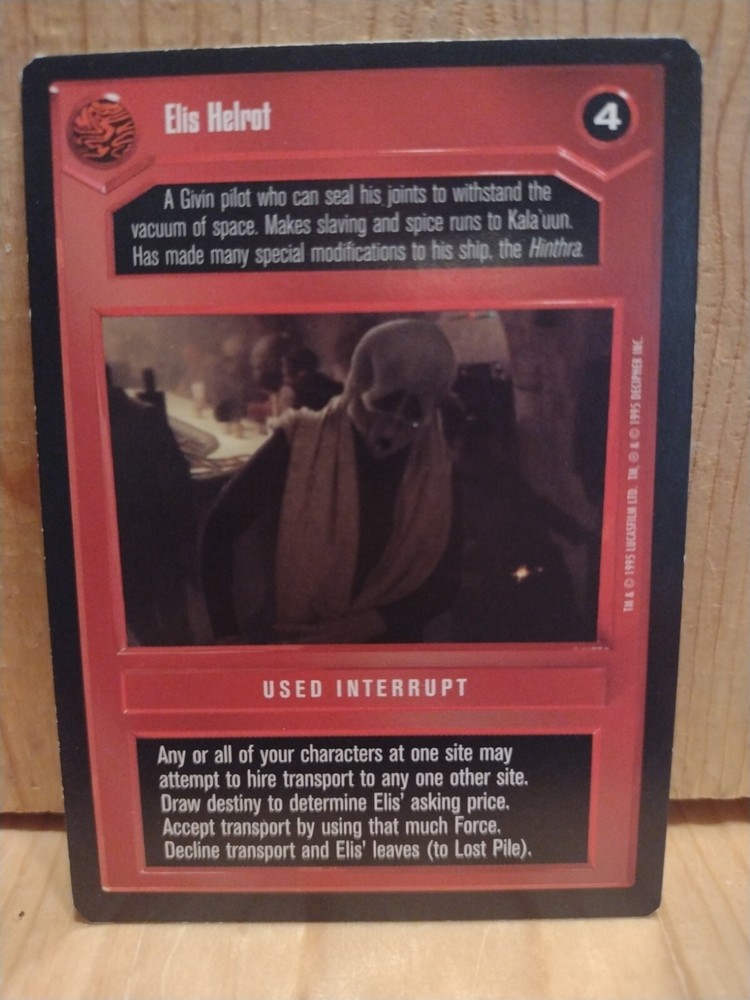 1995 Star Wars Card Game: USED INTERRUPT: ELIS HELROT  black BORDER  MC9