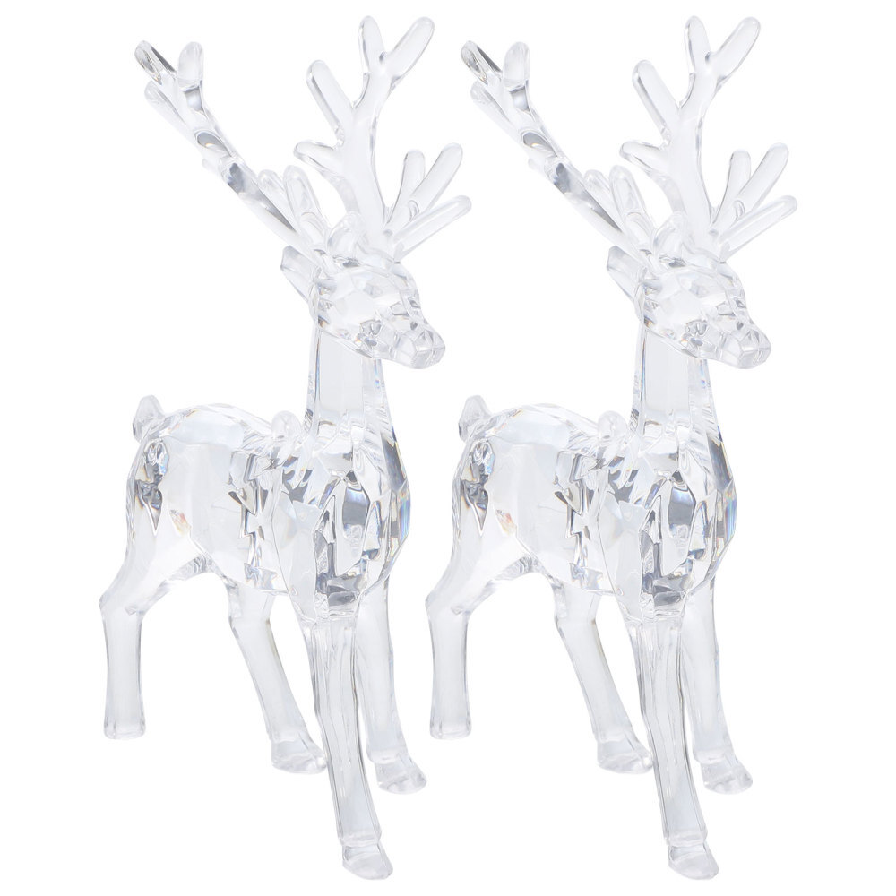 2pcs Acrylic Lovely Xmas Adorable Desktop Deer Ornament Decorative Elk Figurines
