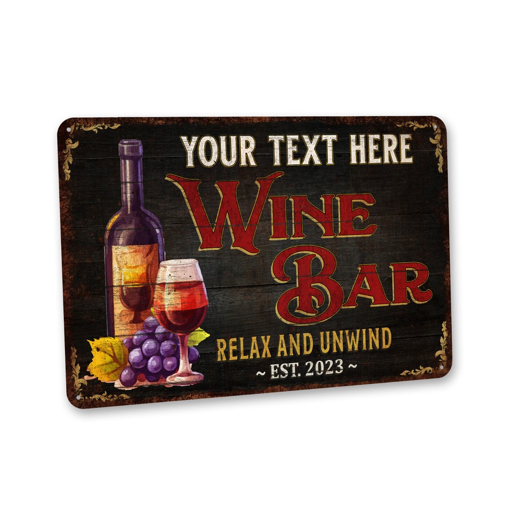 Personalized Wooden Wine Bar Sign for Cellar Winery or She Shed Decor-image