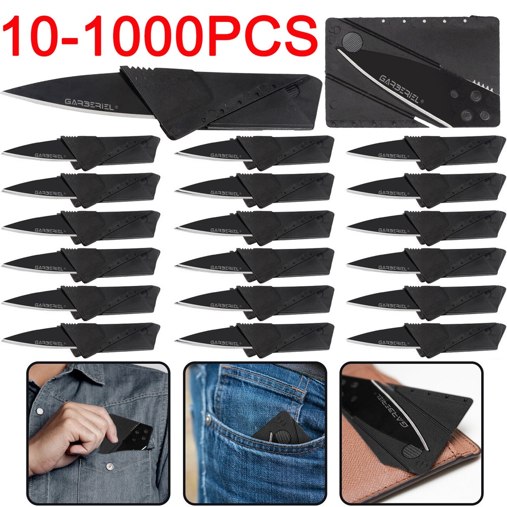 Folding Credit Card Knife Black Ultra Thin Razor Sharp Camping Pocket Knife-image