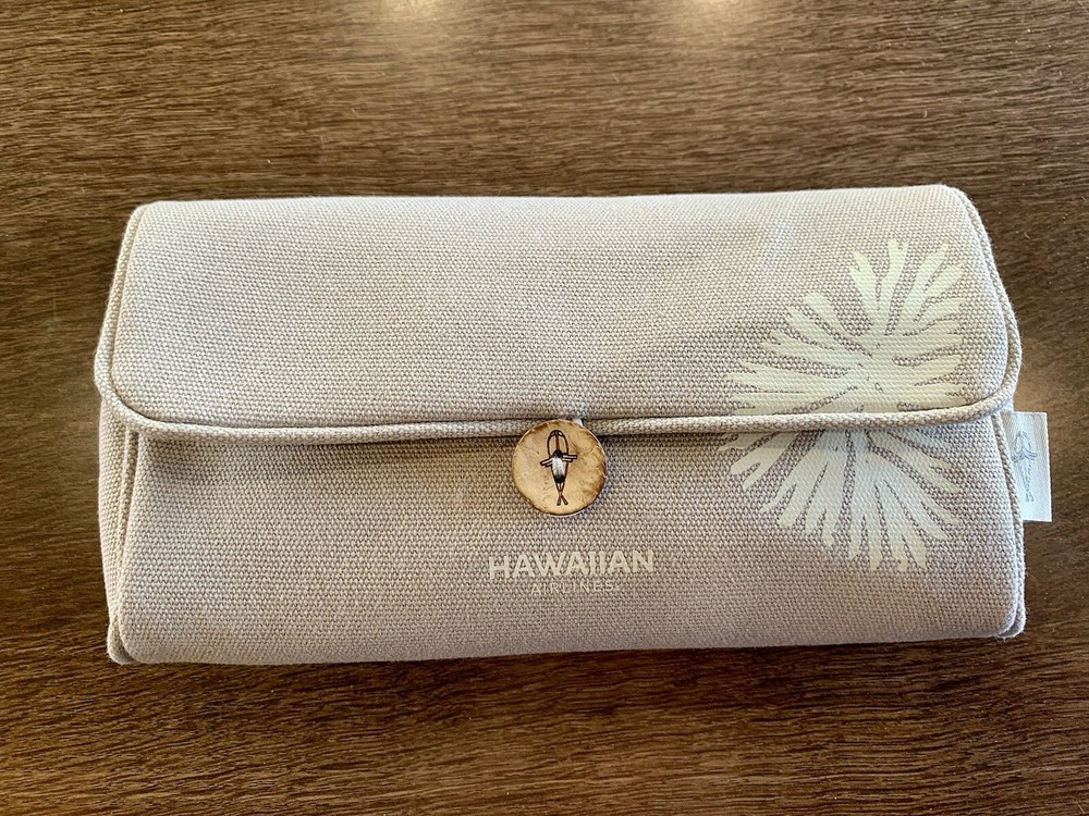 Hawaiian Airlines Business Class Amenity Toiletry Kit - Grey Missing Moisturizer