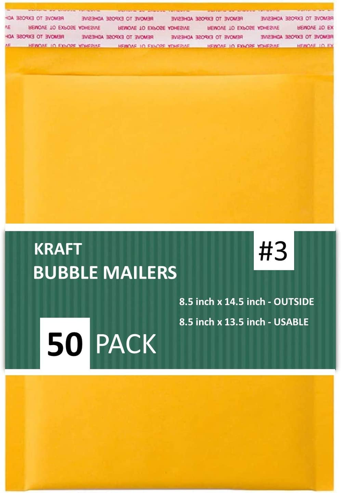 Kraft Bubble Mailers 8.5x14.5 Inches Self-Seal Padded Shipping Envelopes 3-Pack