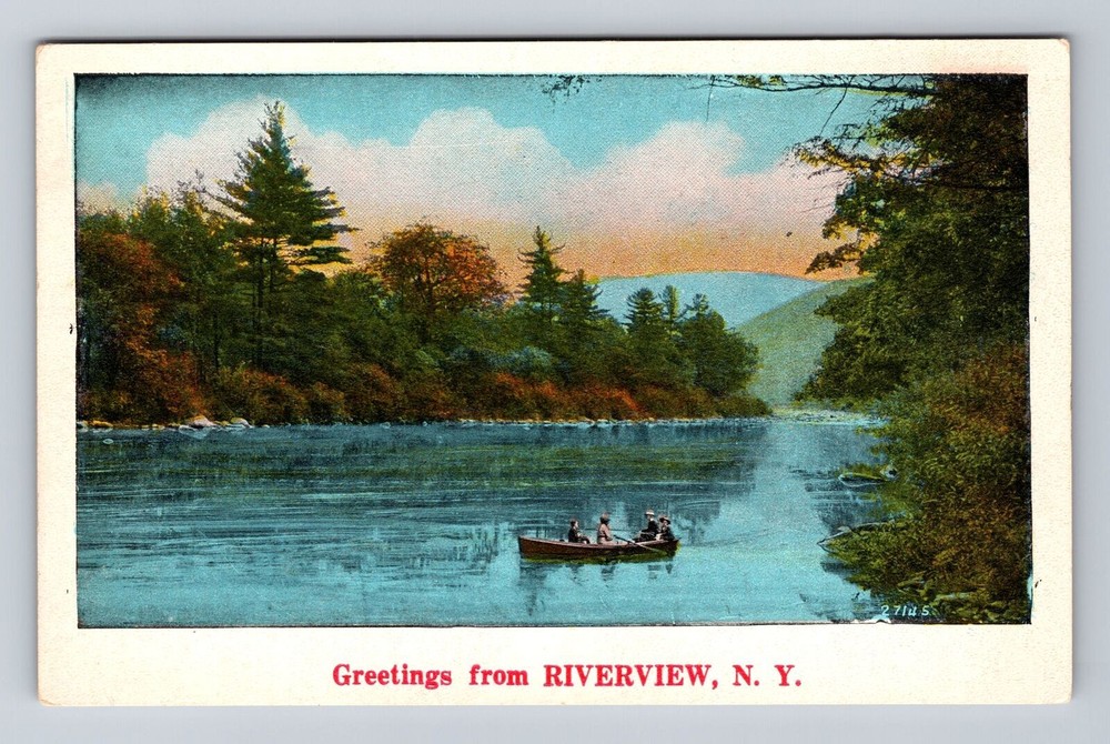 Riverview NY-New York, Scenic Greetings, Antique Souvenir Vintage Postcard