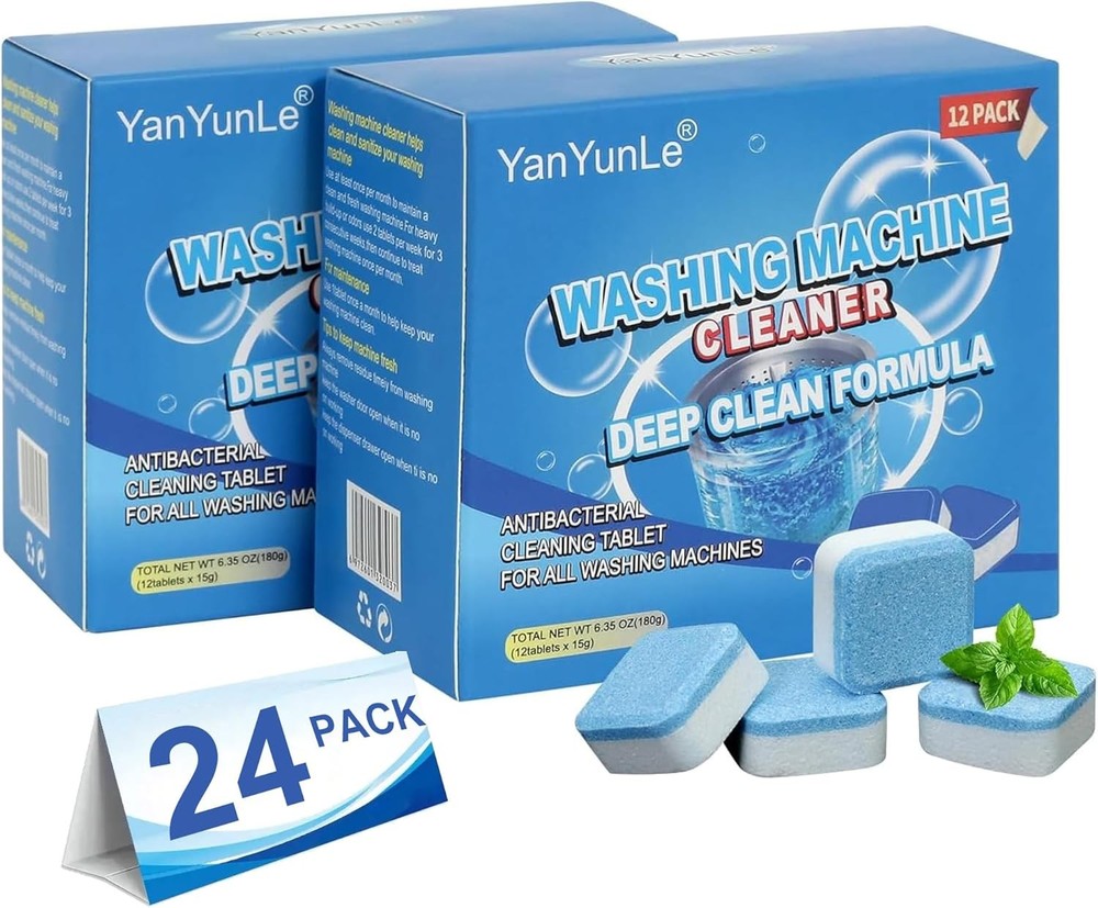 Washing Machine Cleaner Deodorizer Descaler 24 Pack Deep Cleaning Tablets