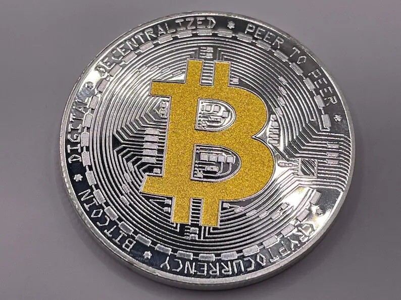 Silver Plated Bitcoin - Physical Metal Coin - BTC Cryptocurrency Collector Item