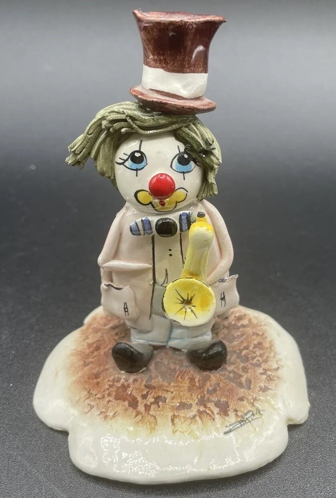 Zampiva Signed Italian Porcelain Figurine Clown Saxophone Made In Italy