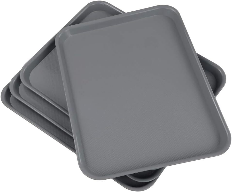 Begale Plastic Fast Food Serving Tray, Large Kitchen Dinner Set of Gray