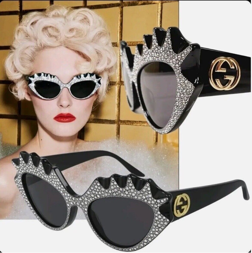 Gucci Reverse Cat HOLLYWOOD FOREVER Sunglasses with Case Authentic Italy New