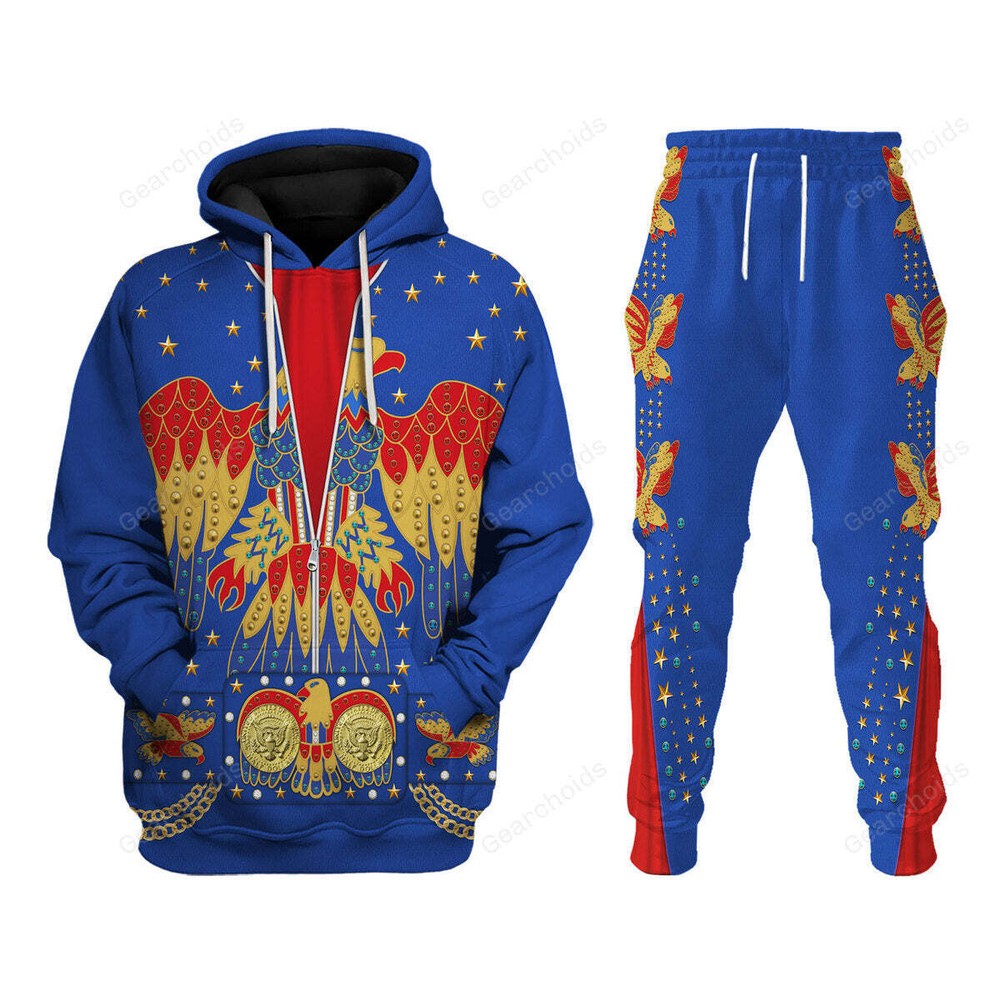 Elvis Eagle Blue Costume Cosplay Hoodie and Sweatpants Set ELHS24