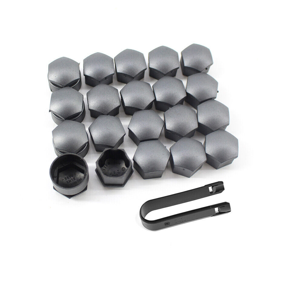 20pcs 17mm Wheel Lug Nut Bolt Cap Dust Cover + Hook Kit Fit For Audi 2/4 Door