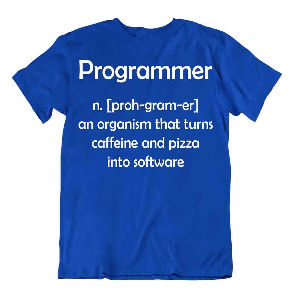 Programmer T-Shirt Coffee And Piza Software Tee Coder Joke Shirt