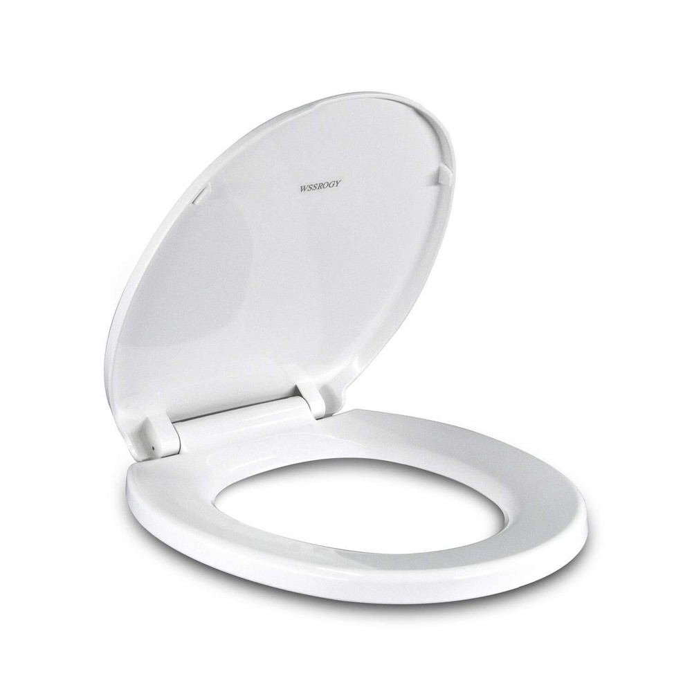 Toilet Seat Round with Non-Slip Seat Bumpers, Universal Quiet-Close Toilet Li...