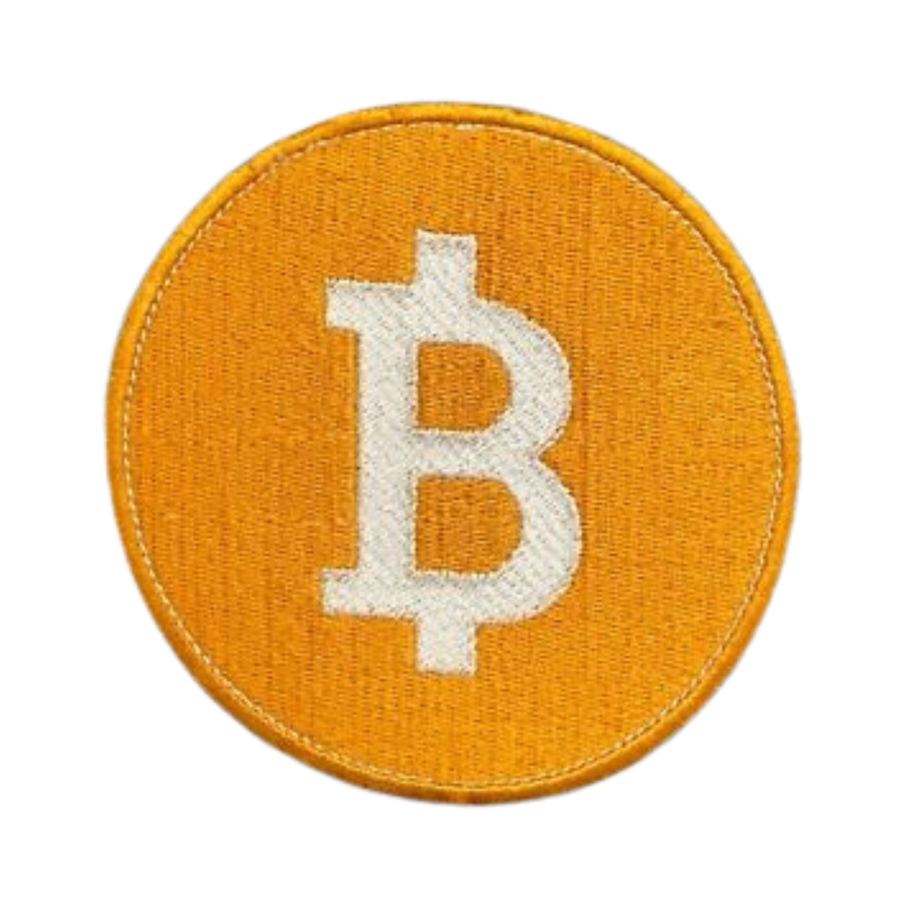 Bitcoin Golden Embroidery Patch Iron On or Sew Digital Crypto Logo  -image