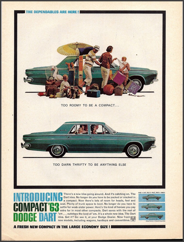 1963 DODGE DART 4-door Sedan Vintage Car AD