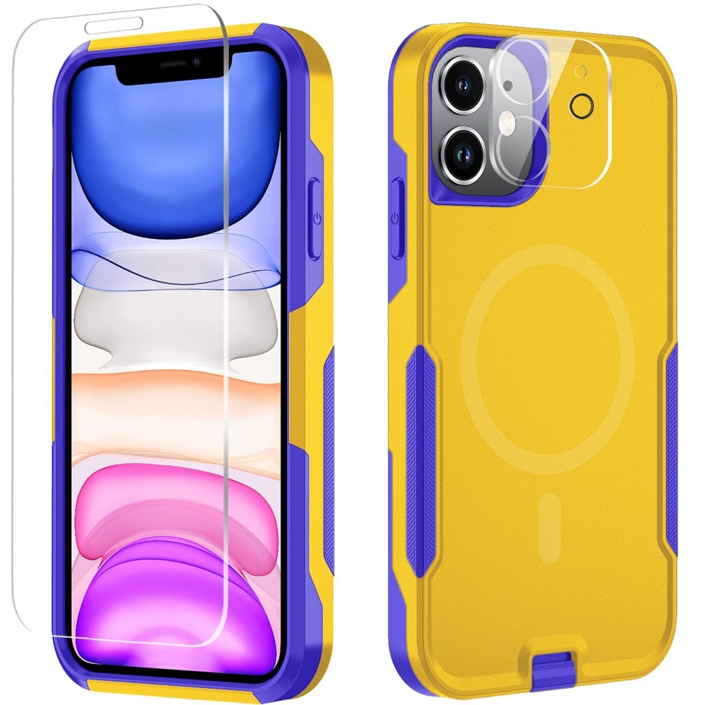 Xmon for iPhone 11 Magnetic Case [Compatible with MagSafe] Tempered Glass Scr