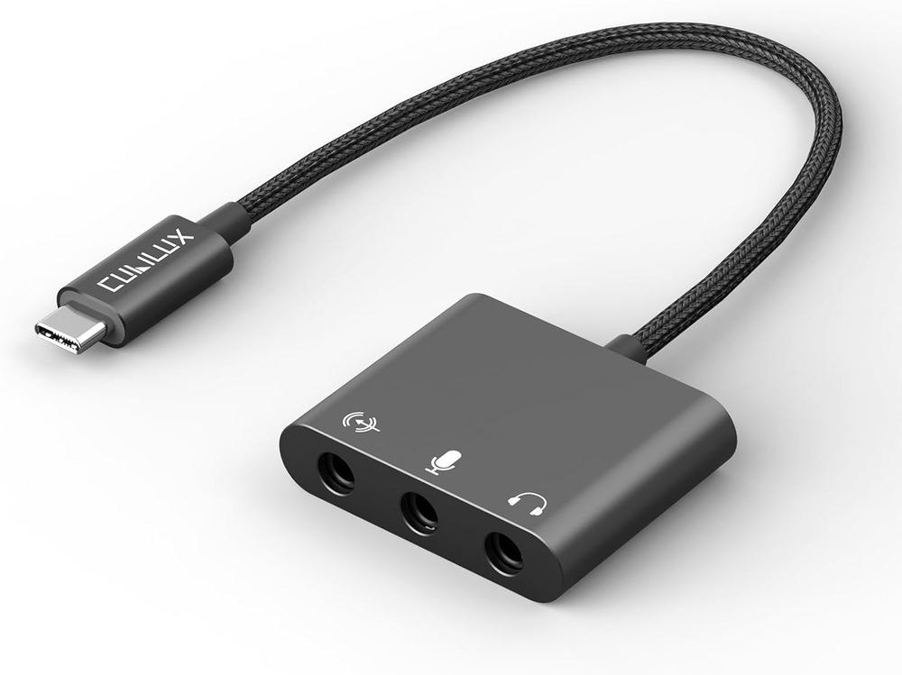 USB C to 3.5mm TRRS Adapter for Microphone Line-In Live Streaming Recording