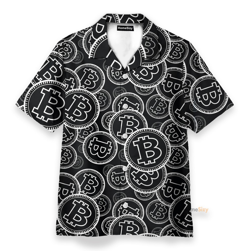 Digital Bitcoin Crypto Mens Buttons Up Shirts   Hawaiian Shirt Beach Shorts