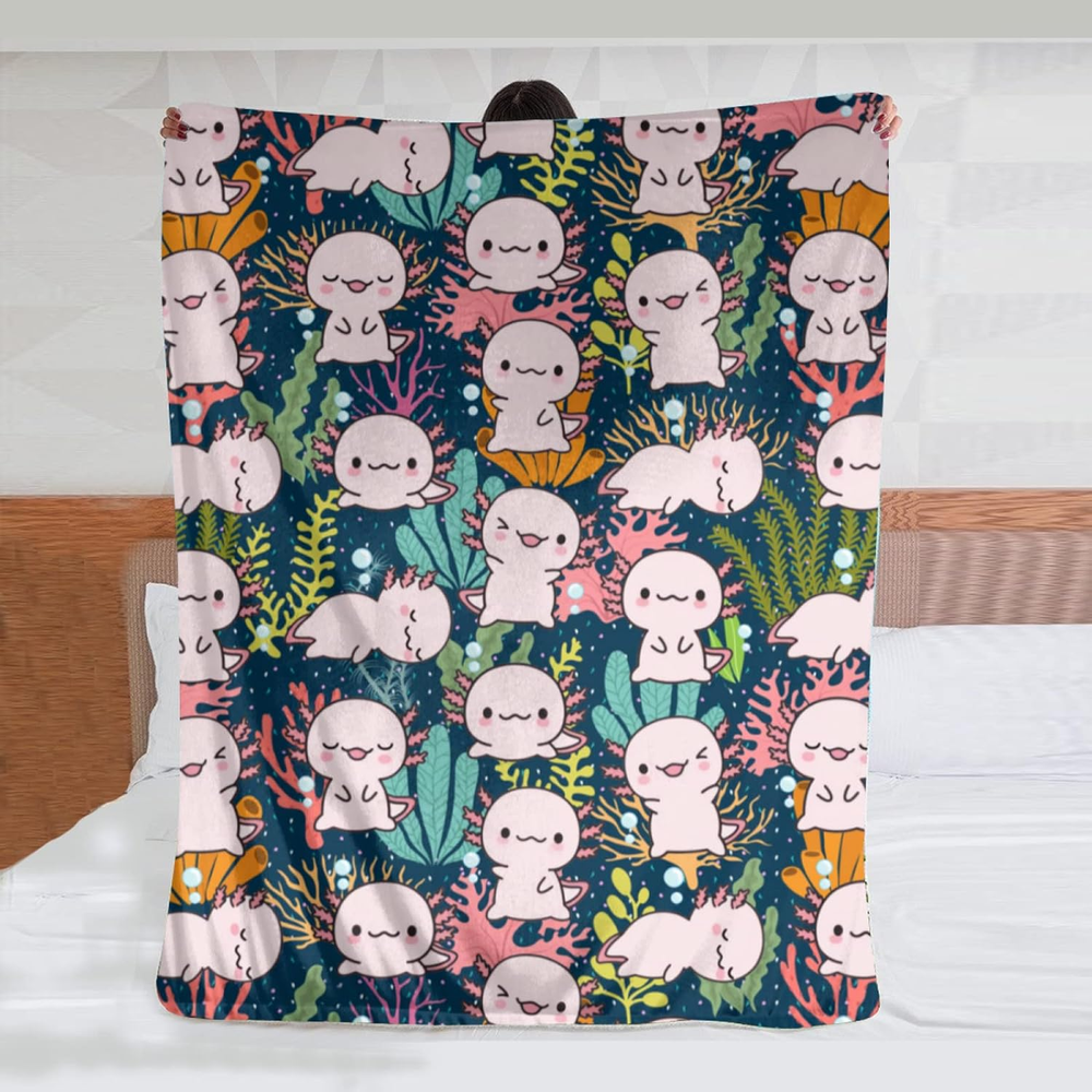 Axolotl Blankets Throw, Lovely Axolotl Gifts for Womens Girls, Cozy Keep Warm Li