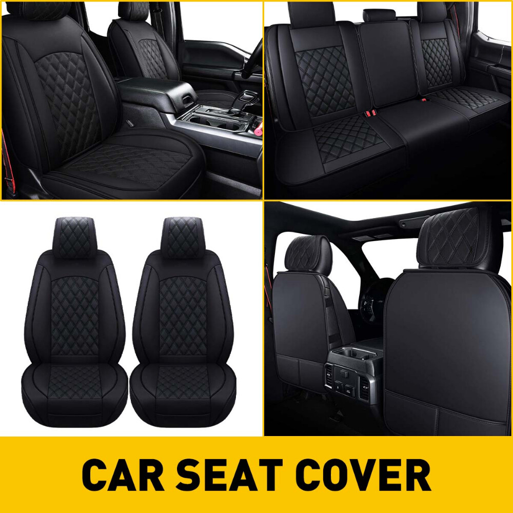 Front Rear Car Seat Covers Leather Protectors For 2009-22 Ford F150 Crew Cab