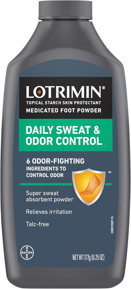 Lotrimin Medicated Foot Powder for Sweat Odor and Fungal Protection