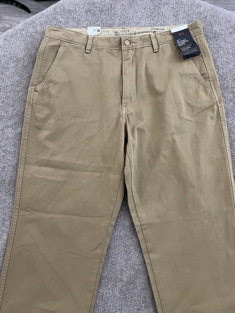 NEW Levis Pants Mens 36x32 Tan XXChino Standard Taper Stretch Flat Front