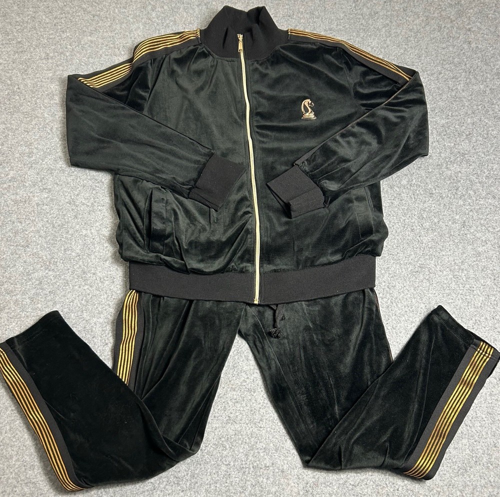 War Room Designs Tracksuit Men L Black Gold Retro Polyester