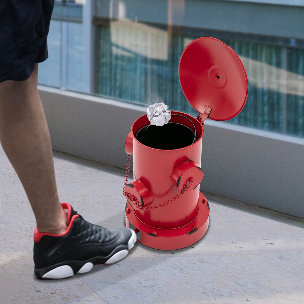 11.8*15.35In Garbage Can Fire Hydrant's Shape Waste Bin Retro Trash Can W/ Pedal