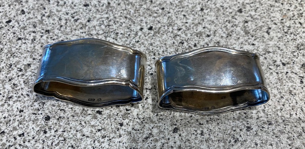Set of 2 Antique Sterling Silver 800 Napkin Holders Rings 34.1 grams