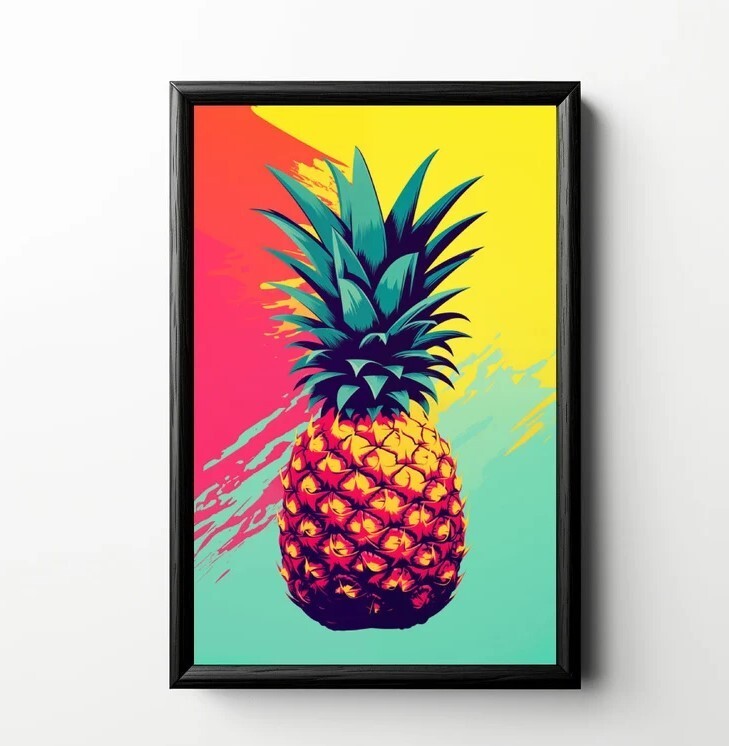 Retro Pineapple Pop Art Print Poster - Digital Download