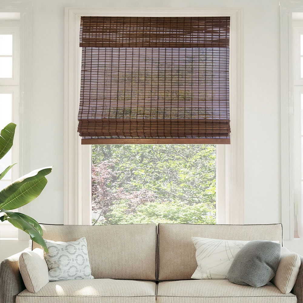 Bamboo Roman Shades - Light Filtering Window Blinds, Premium Natural Material-image