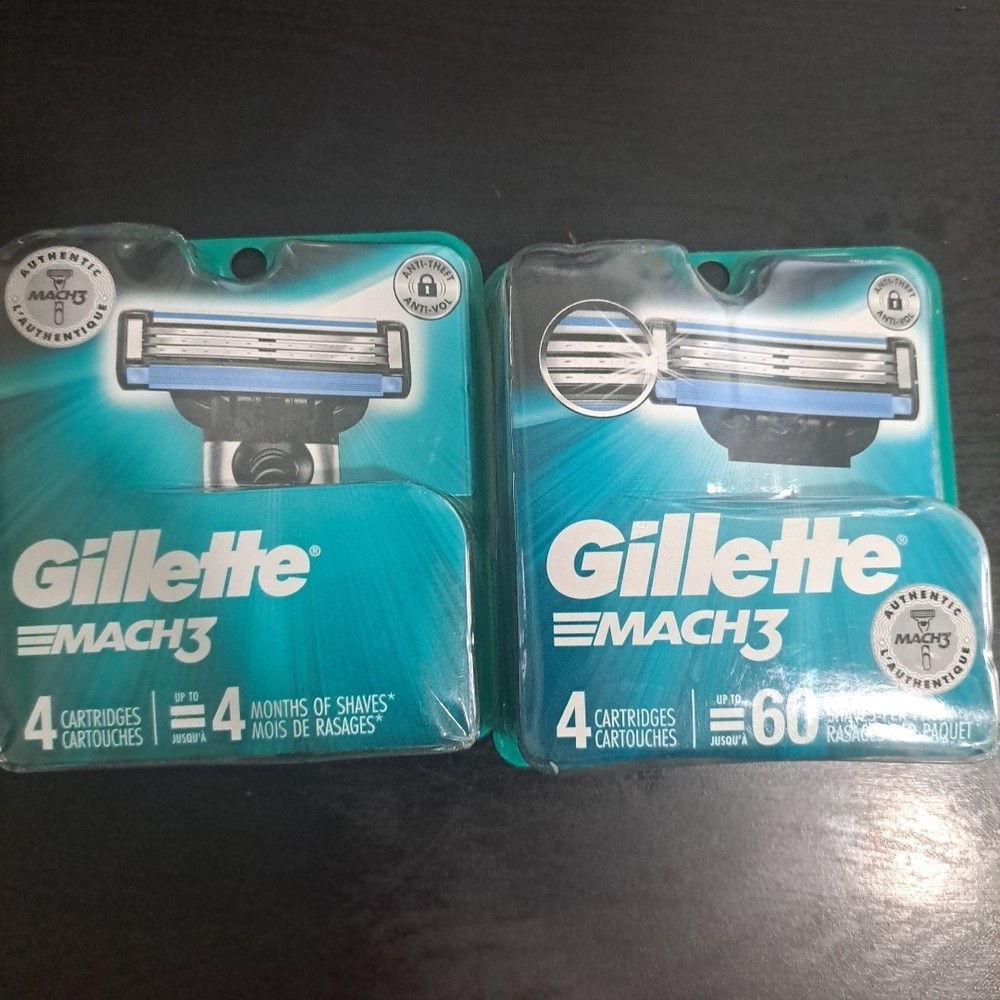 Gillette Mach3 Razor Blades 8 Cartridges 2x4 Packs New Sealed