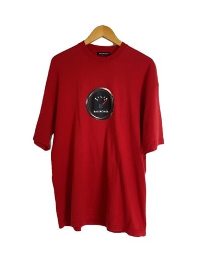 BALENCIAGA/19SS/Full Gauge Rubber Patch T-Shirt/M/Cotton/RED