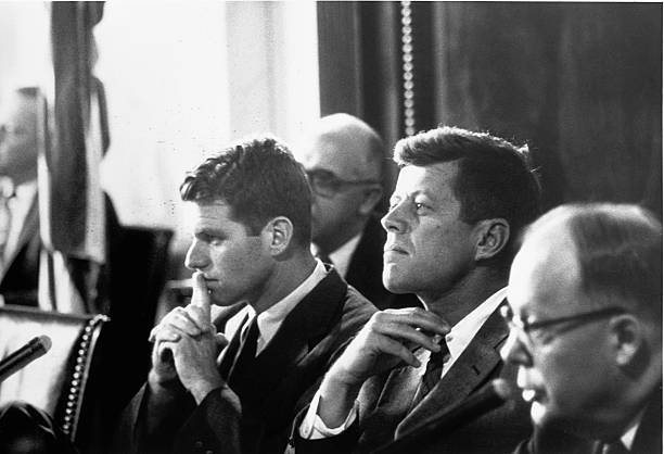 Robert John F Kennedy Mclellan hearings labor racketeering aimed Ji- Old Photo