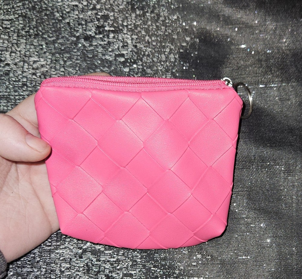 Hot Pink Faux Leather Coin Purse/ Pouch With Keychain BNIB