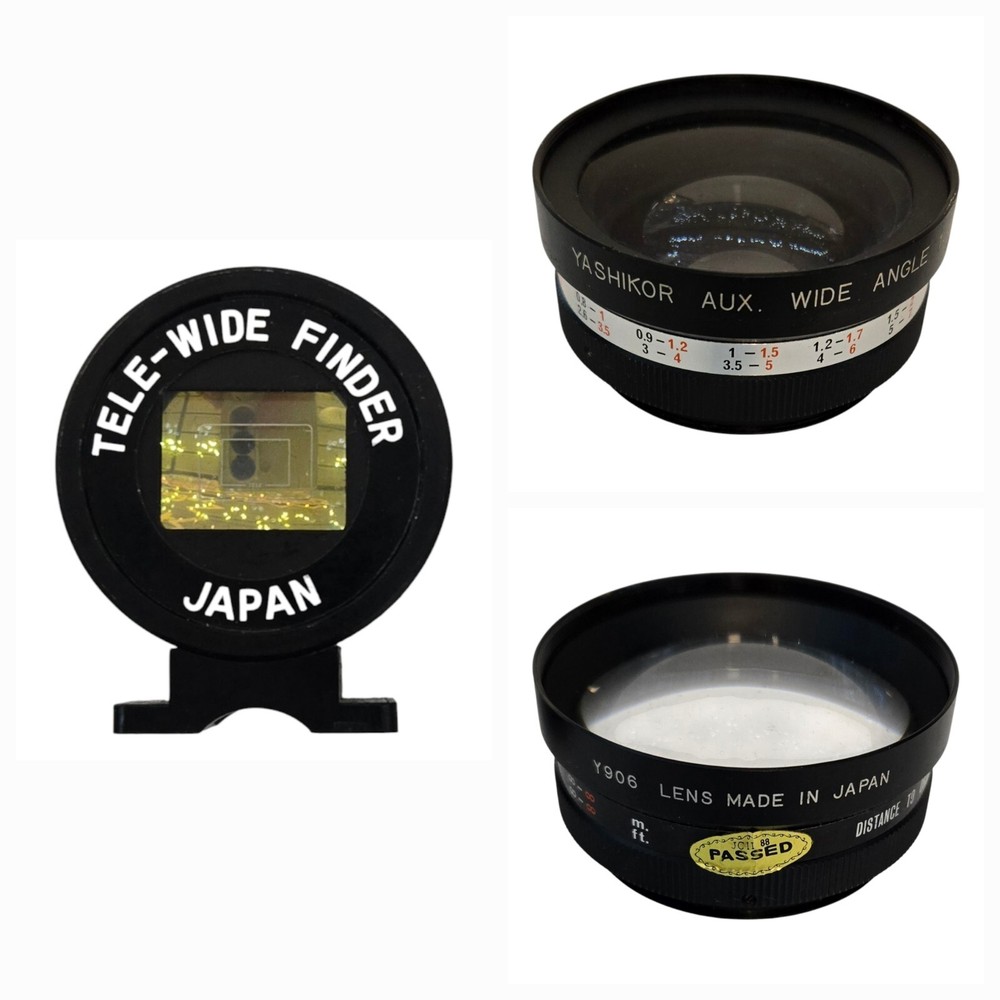 Yashica Yashikor Aux Telephoto and Wide Angle 1:4 Lens Set w Case & Finder