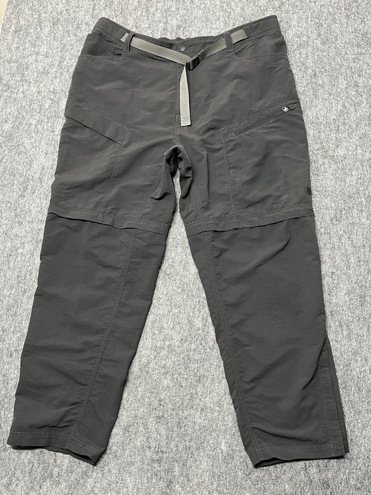 The North Face Men 2XL Gray Convertible Cargo Pants with Ankle Zip and Belt