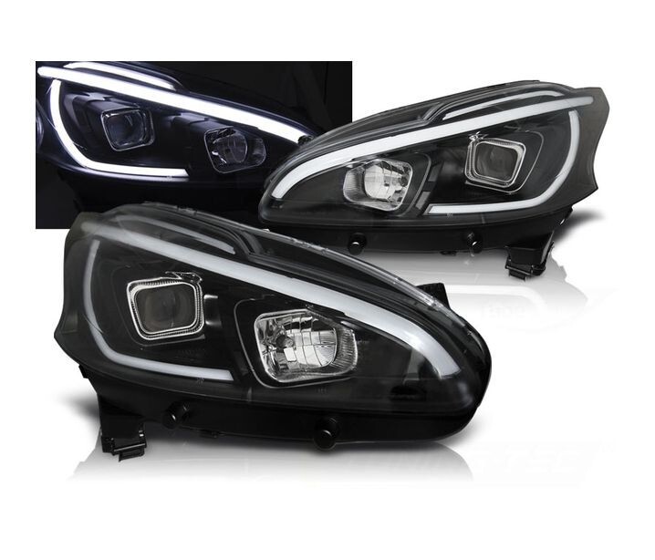 PEUGEOT 208 2012-2015 Black Tube Headlights LHD Left Hand Drive