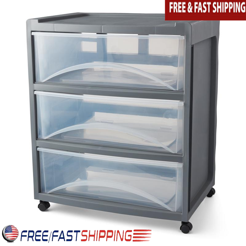 3-Drawer Flannel Storage Cart Mobile Cabinet for Home Office Closet