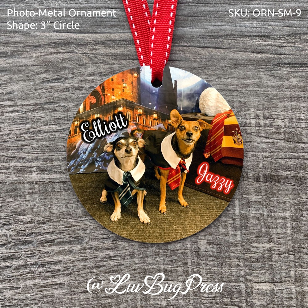 Personalized 3-Inch Round Photo Metal Aluminum Ornament  -image