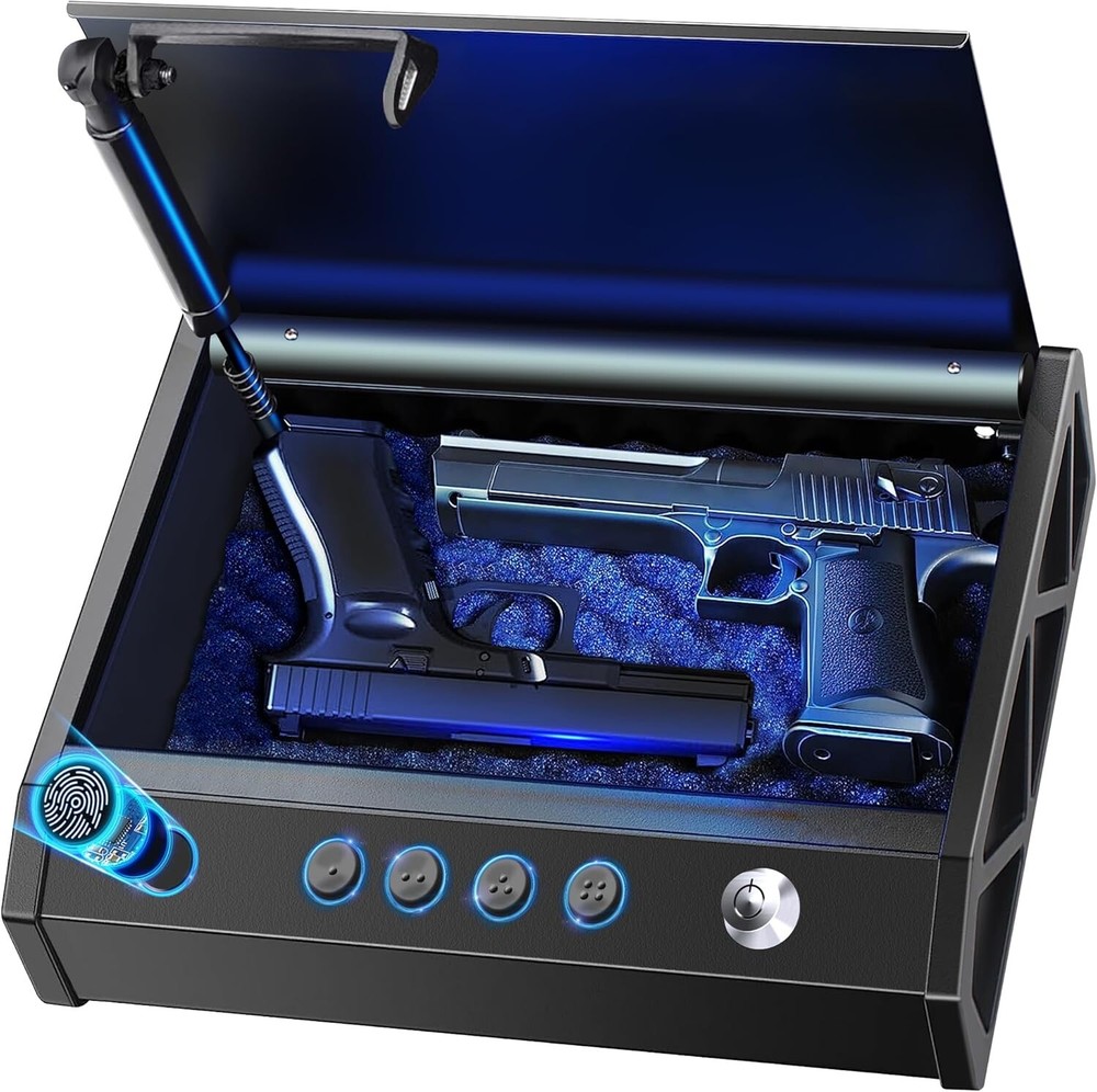 Biometric Gun Safe for Handguns, 4 Ways Quick Access, APP remote control!-image