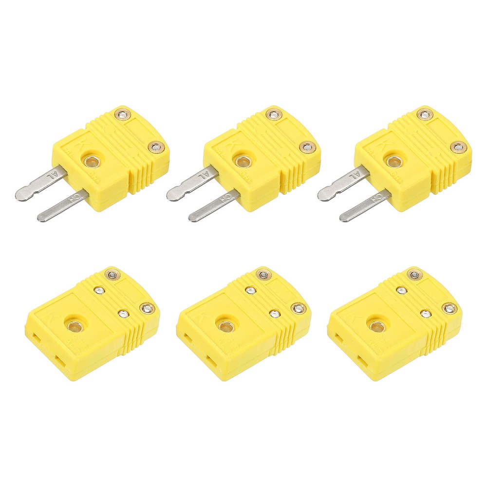 3 Sets K Type Thermocouple Wire Connectors Male Female Plug 220°C 428°F Yellow