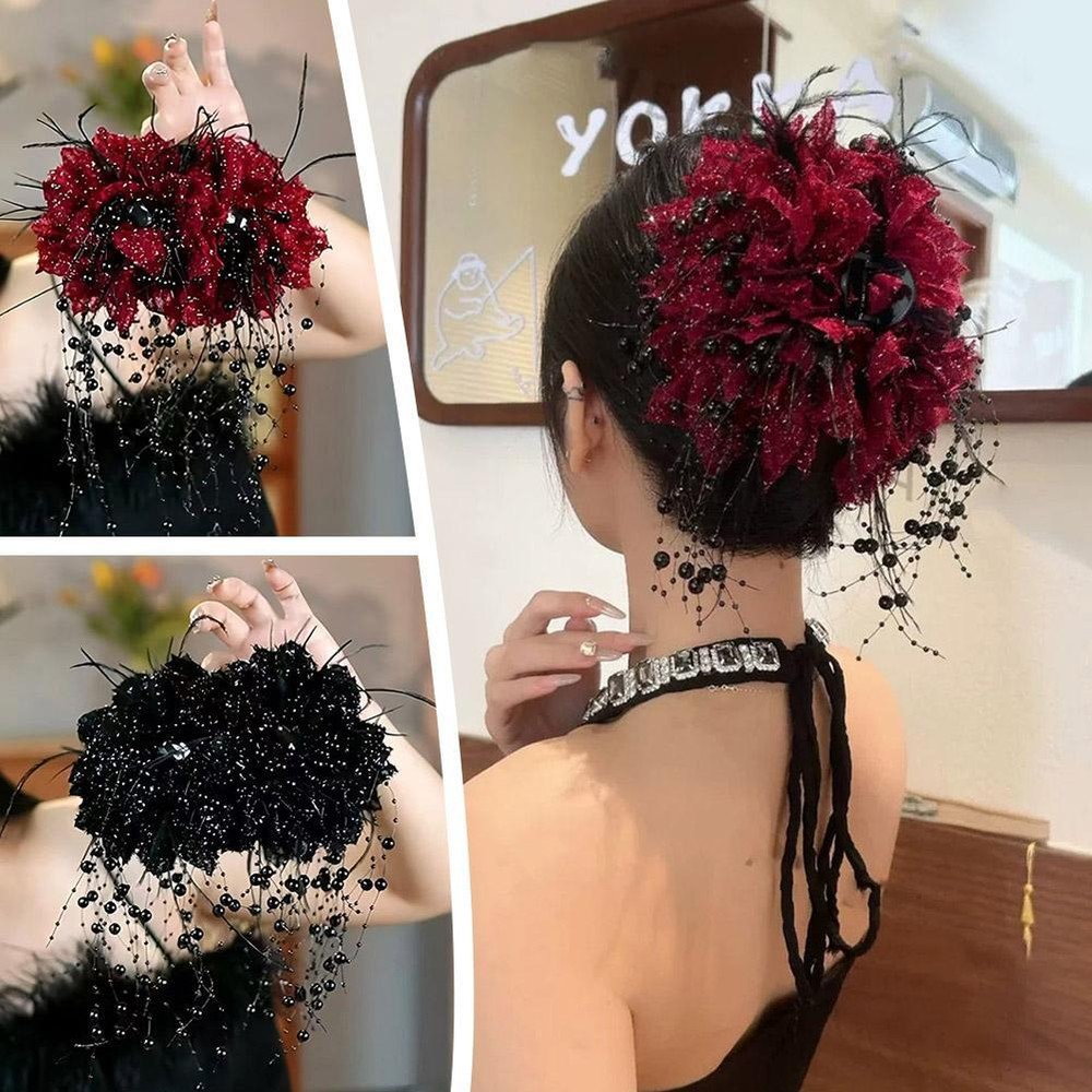 🔥Retro Sparkling Flower Grab Clip Fashion Large Shark Clip Headpiece Hair Clip