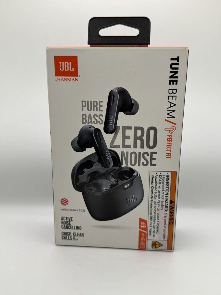 JBL Vibe Beam True Wireless Black Bluetooth Earbuds for Immersive Sound