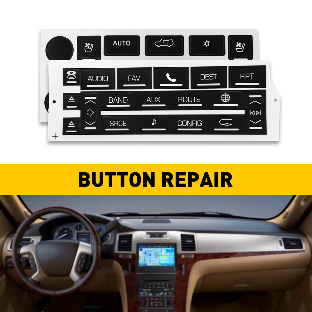 Radio Worn Button Repair & Climate Control Decal For 07-14 Cadillac Escalade