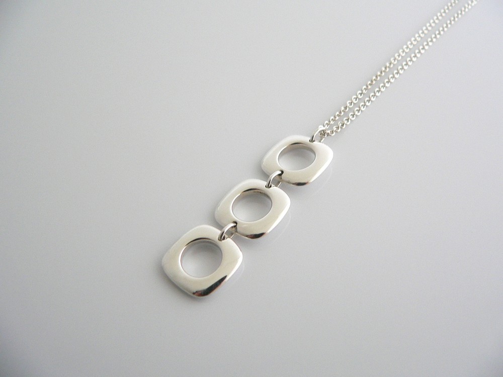 Tiffany & Co Square Cushion Necklace Pendant Dangling Charm Chain Love Gift Art